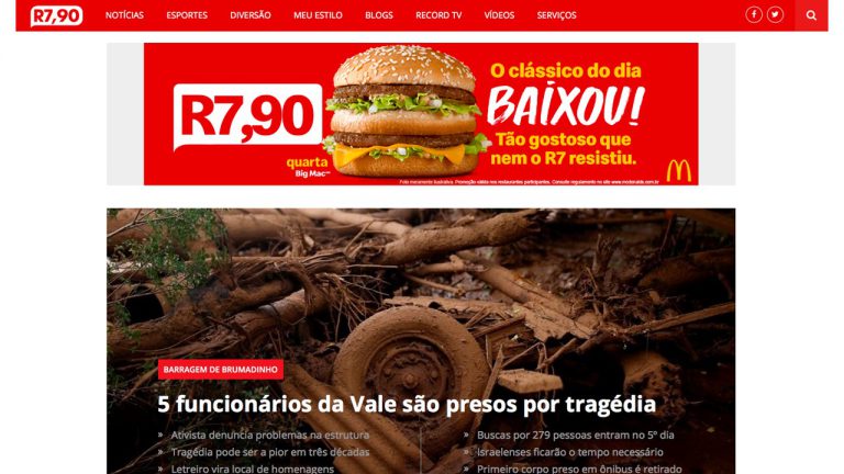 Por McDonald´s, R7.com vira R7,90
