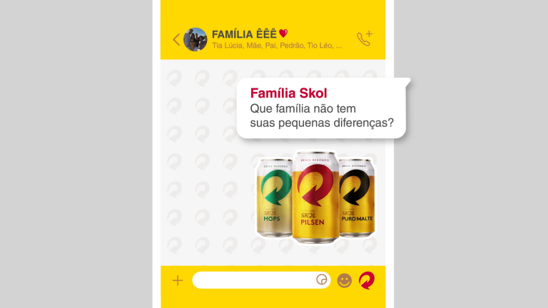 SKOL brinca com rotinas de um grupo da família no WhatsApp