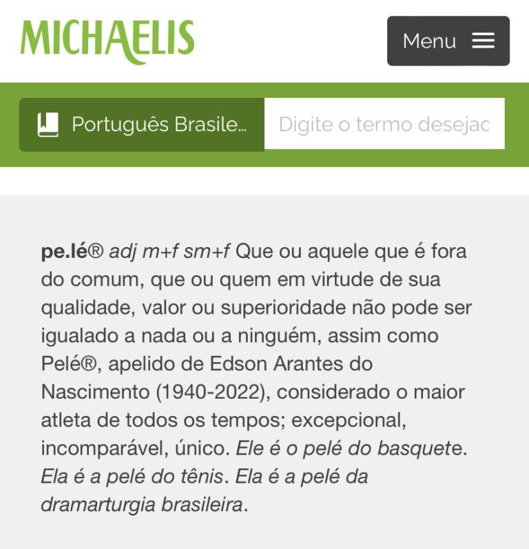 Michaelis insere Pelé como verbete no dicionário