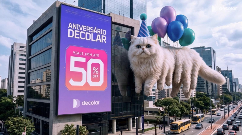 Decolar aposta em FOOH com IA para amplificar campanha de aniversário