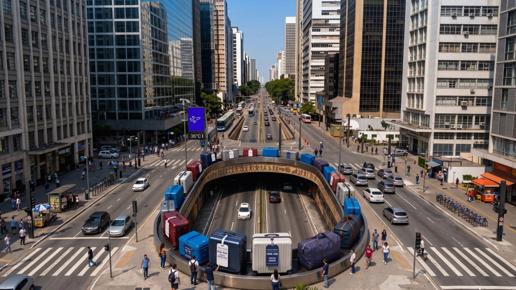 LATAM leva malas gigantes à Paulista para apresentar novas rotas